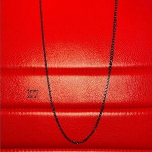 5mm black stainless steel curb chain, 32”